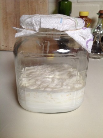 Voila, chunky fermented milk= kefir.