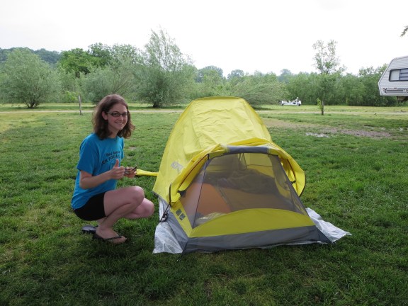 And put up our awesome yellow tent.